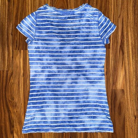 4 for $50 🎃 Gap Blue & White Striped Tie-Dye V-Neck Tee Womens Size Extra Small - Picture 6 of 6